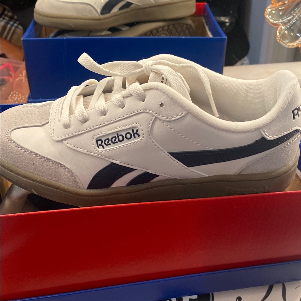 Reebok Kids White and Blue Sneakers